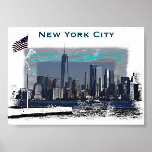 New York City Skyline Illustration Poster