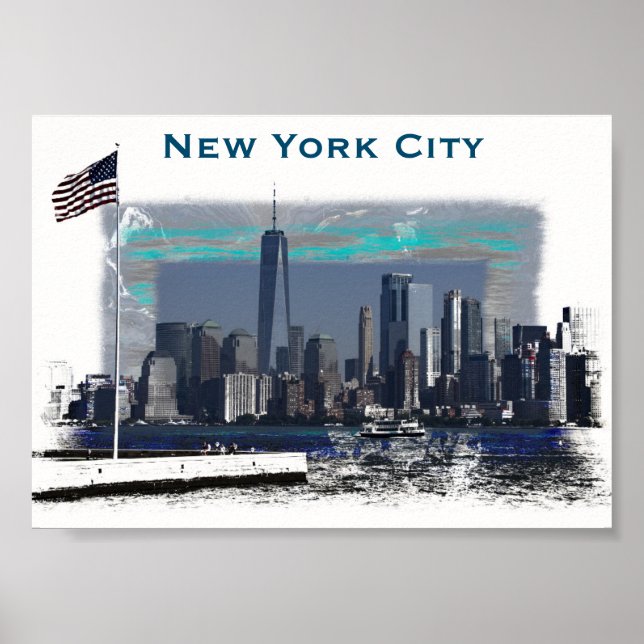 New York City Skyline Illustration Poster (Front)