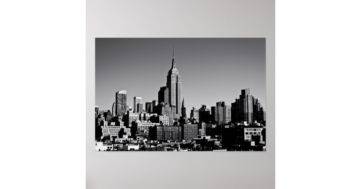 New York City Skyline in Black and White Poster | Zazzle