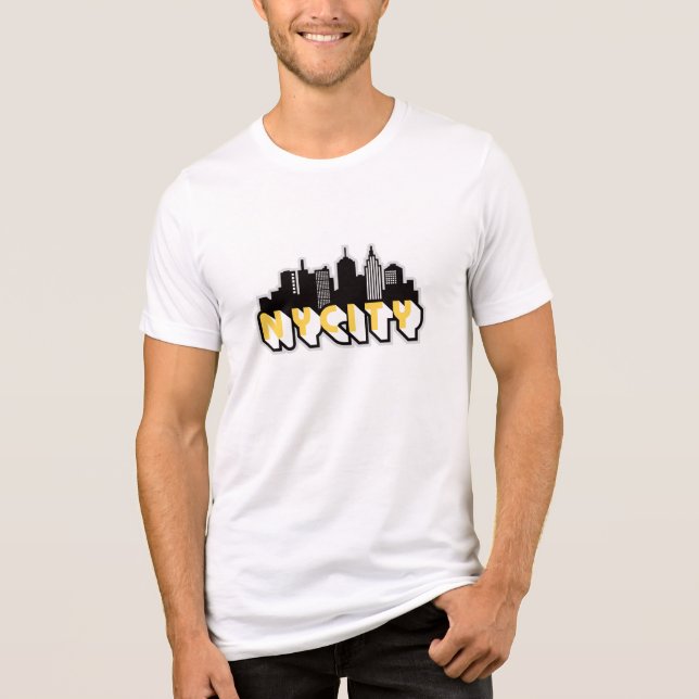 New-York City  Skyline in Black And Yellow Tri-Blend Shirt (Front)