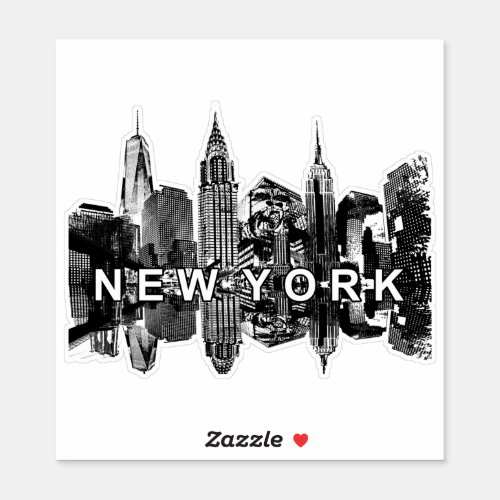 New York City skyline in black ink Sticker