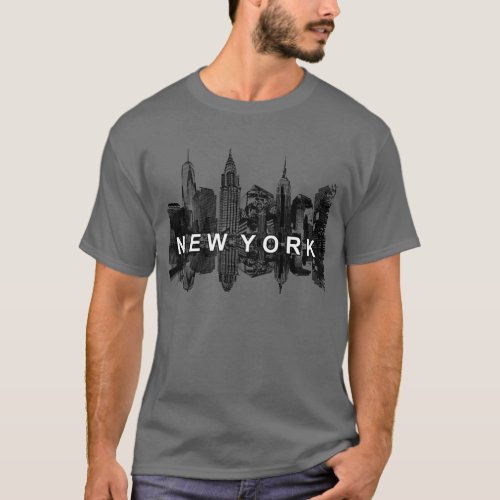 New York city skyline in black T_Shirt