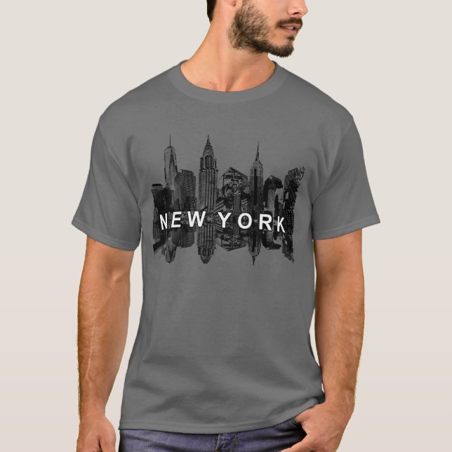 New York city skyline in black T-Shirt (Front)
