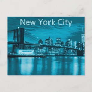 New York City Skyline in Blue Postcard