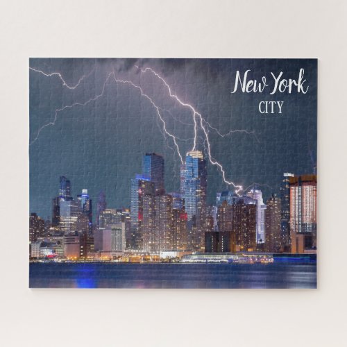 New York City Skyline Jigsaw Puzzle Lightning