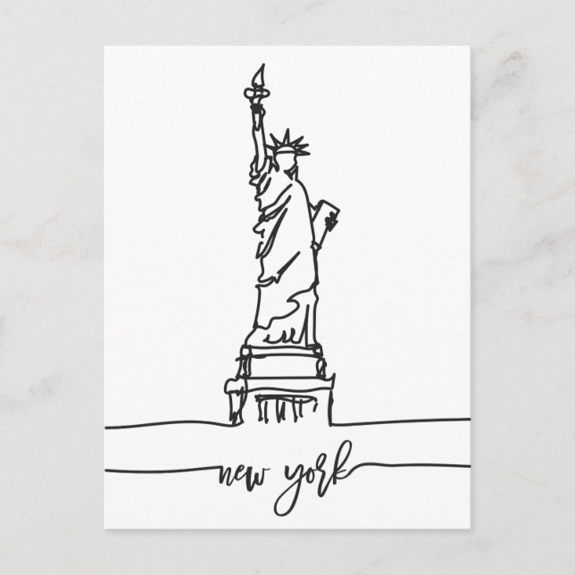 New York City Skyline Lady Liberty Statue Postcard (Front)