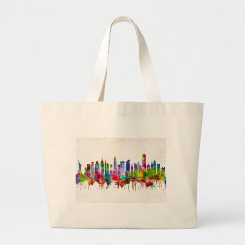 New York City Skyline Large Tote Bag
