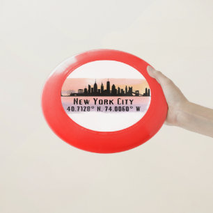 New York City Skyline Latitude and Longitude Wham-O Frisbee
