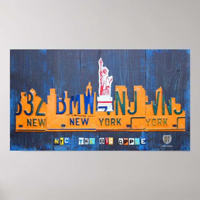 New York City Skyline License Plate Art Poster (Front)