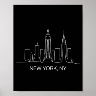 New York City Skyline Line Art Drawing Nyc Souveni Poster