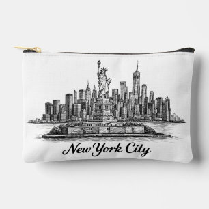 New York City Skyline Line Art Illustration Accessory Pouch
