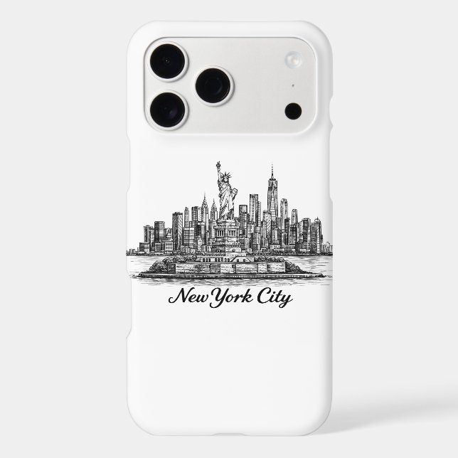New York City Skyline Line Art Illustration Case-Mate iPhone Case (Back)