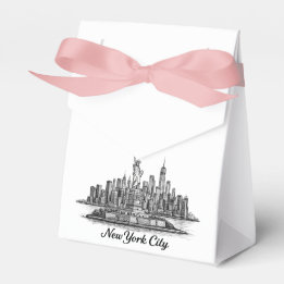 New York City Skyline Line Art Illustration Favor Boxes