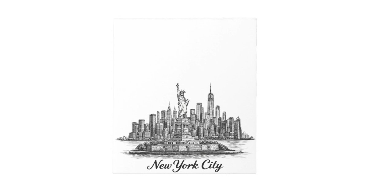 New York City Skyline Line Art Illustration Notepad | Zazzle