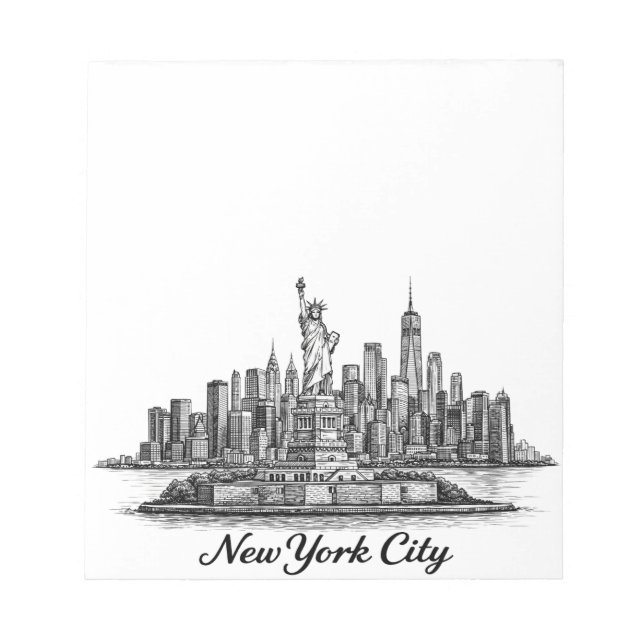 New York City Skyline Line Art Illustration Notepad (Front)