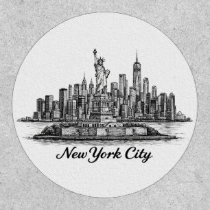 New York City Skyline Line Art Illustration Patch