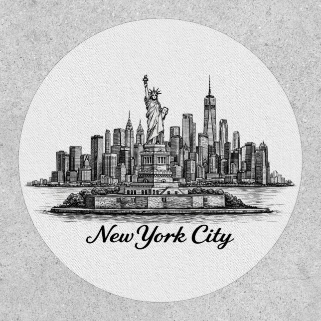New York City Skyline Line Art Illustration Patch (Front)