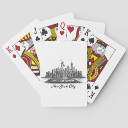 New York City Skyline Line Art Illustration Poker Cards