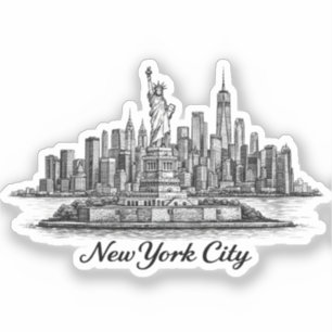 New York City Skyline Line Art Illustration Sticker