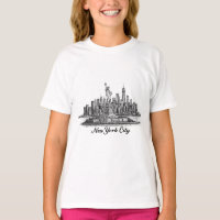 New York City Skyline Line Art Illustration