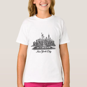 New York City Skyline Line Art Illustration T-Shirt