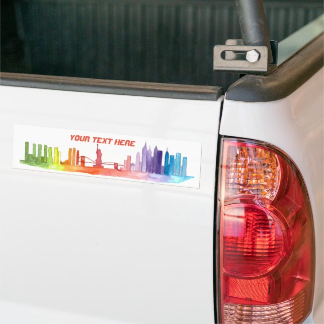 NEW YORK CITY skyline Manhattan Brooklyn Modern  Bumper Sticker (On Truck)