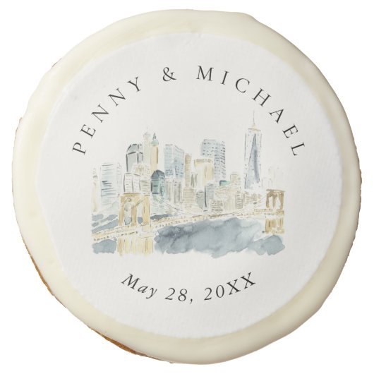 New York City Skyline Minimal Sugar Cookie (Front)