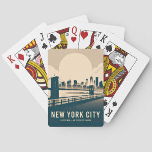 New York City Skyline Minimalist Art Vintage River Poker Cards