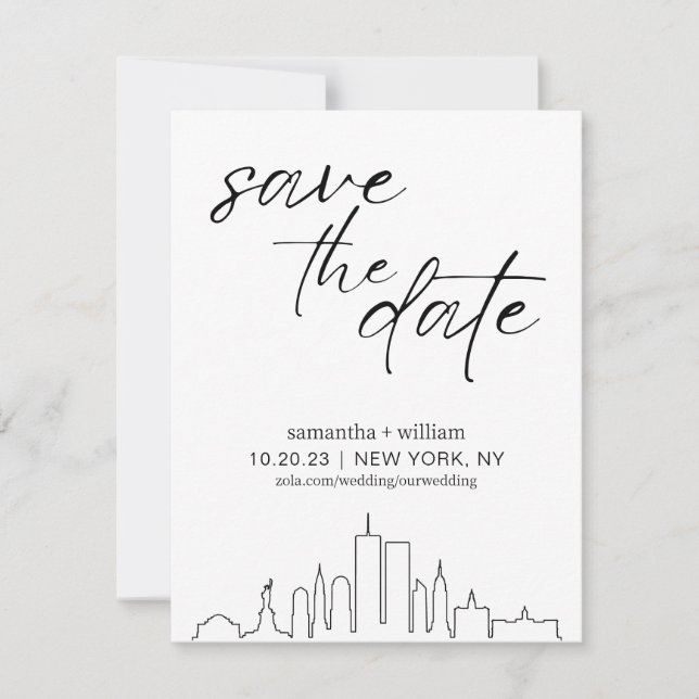 New York City Skyline MINIMALIST Save The Date Invitation (Front)