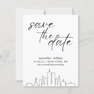 New York City Skyline MINIMALIST Save The Date Invitation