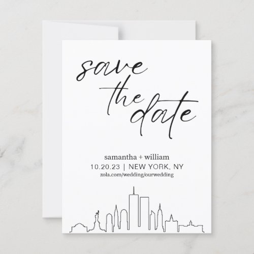 New York City Skyline MINIMALIST Save The Date Invitation