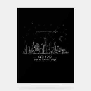 New York City Skyline Minimalist "The City That Acrylic Sign