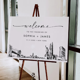 New York City Skyline Modern Wedding Welcome Foam Board