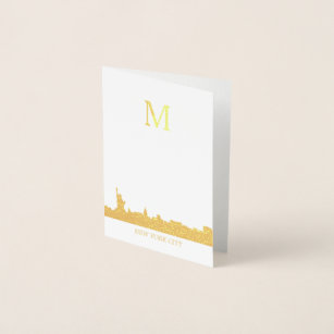 New York City Skyline Monogram Foil Card