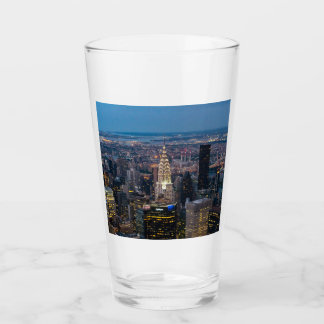 New York City Skyline Night Beer Glass