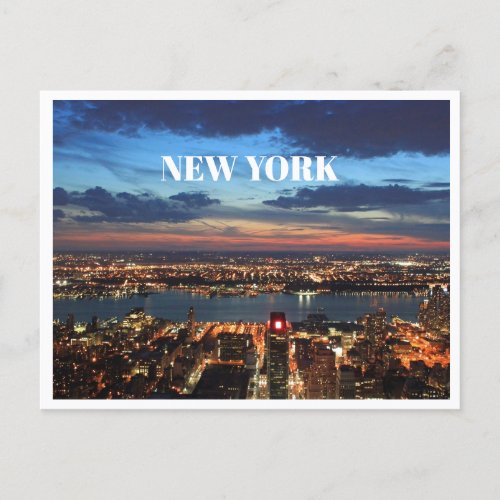 New York City Skyline Night Buildings Landscape Holiday Postcard