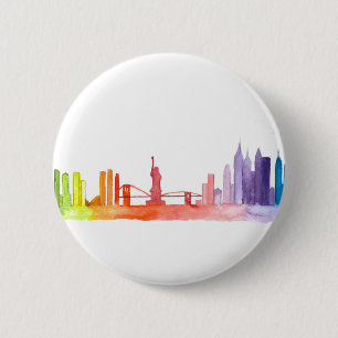 NEW YORK CITY skyline NYC Colorful modern Button