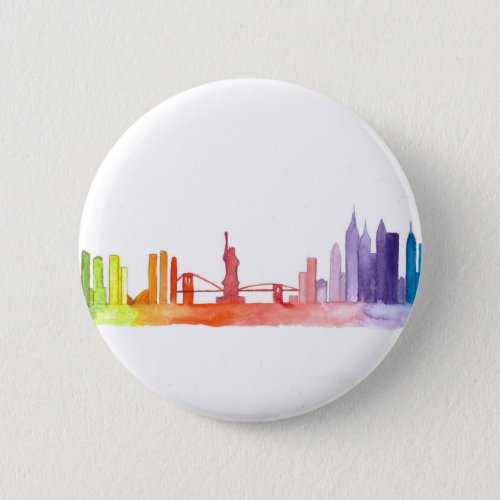 NEW YORK CITY skyline NYC Colorful modern Button