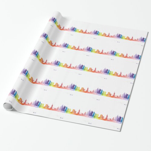 NEW YORK CITY skyline pattern watercolor  Wrapping Paper