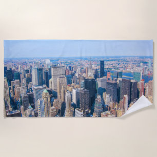 New York City Skyline Photo Building View Of City Beach Towel