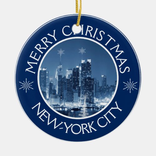 New_York City Skyline Photo Christmas Addition Ceramic Ornament