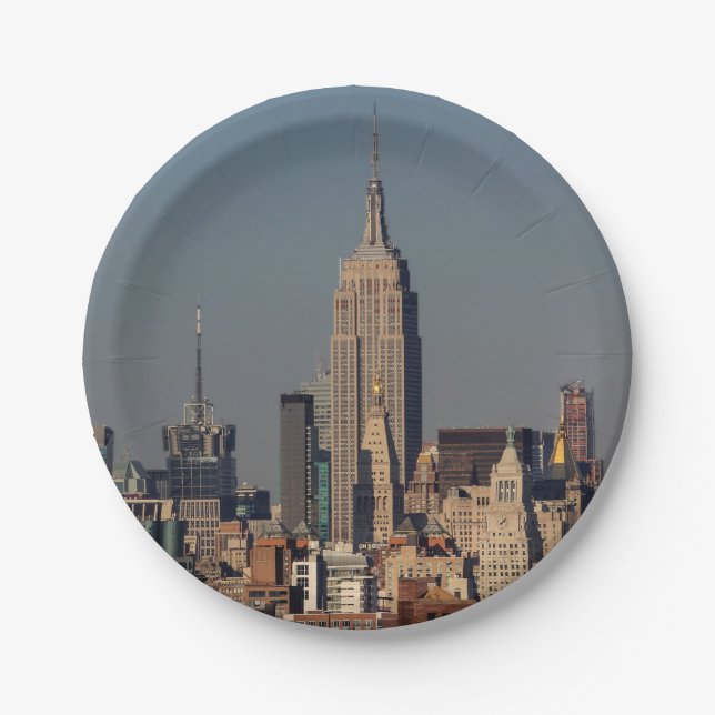 New York City Skyline Photo with Empire State Buil Paper Plates (Front)