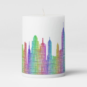 New York City Skyline Pillar Candle by ZYDDesign at Zazzle