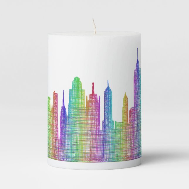 New York City skyline Pillar Candle (Front)