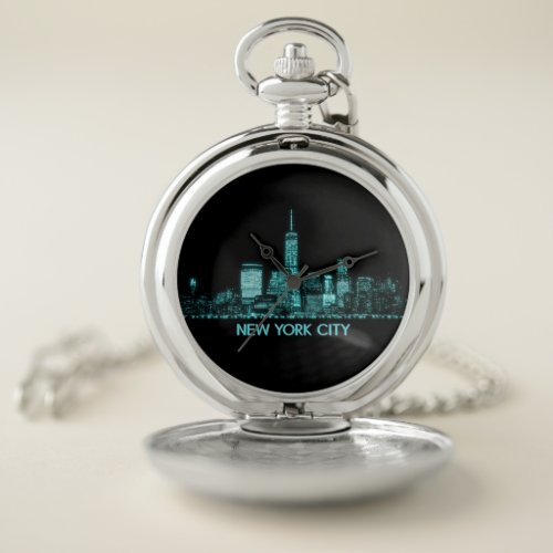 New York City Skyline Pocket Watch