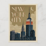 New York City Skyline Postcard<br><div class="desc">Anderson Design Group is an award-winning illustration and design firm in Nashville,  Tennessee. Founder Joel Anderson directs a team of talented artists to create original poster art that looks like classic vintage advertising prints from the 1920s to the 1960s.</div>