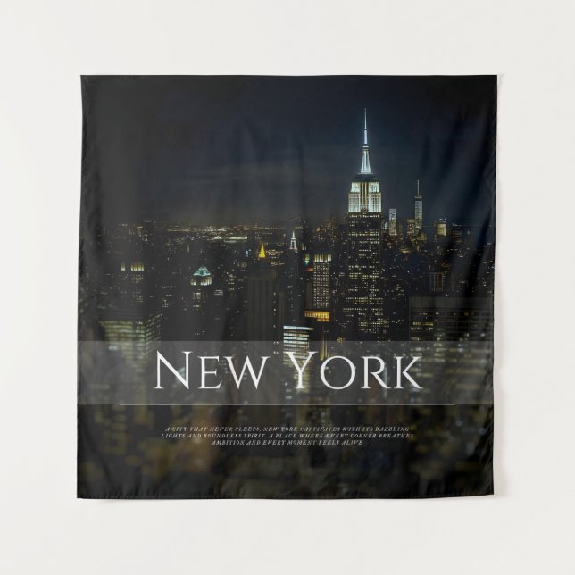 New York City Skyline Poster – Modern Wall Art Pri Tapestry (Front)