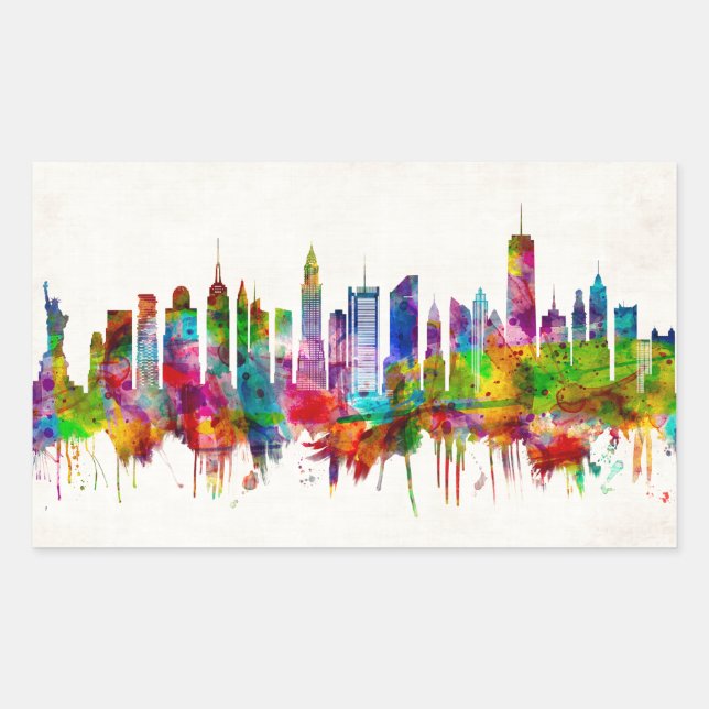 New York City Skyline Rectangular Sticker (Front)