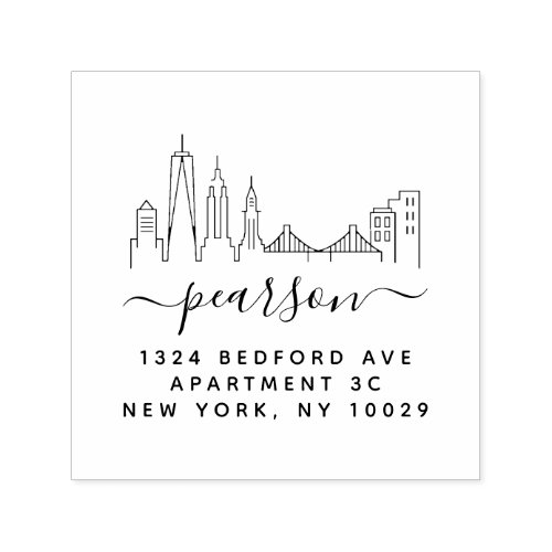 New York City Skyline Return Address Stamp