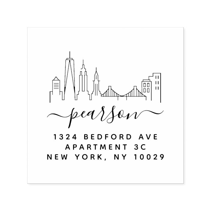 New York City Skyline Return Address Stamp Zazzle Com